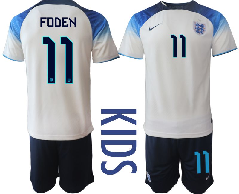 Youth 2022 World Cup National Team England home white #11 Soccer Jersey